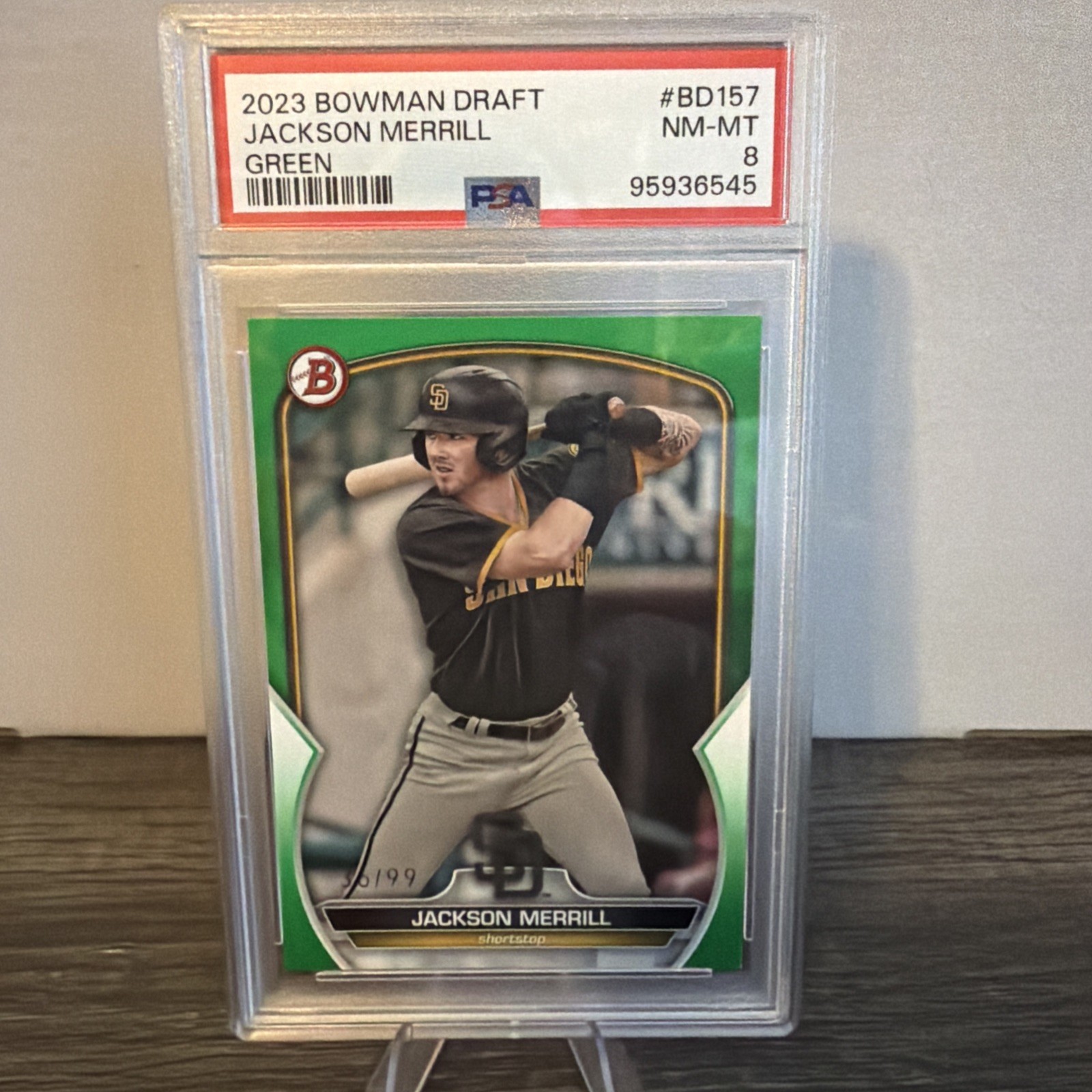2023 Bowman Draft Jackson Merrill #BD-157 Green /99 (RC) Padres Prospect