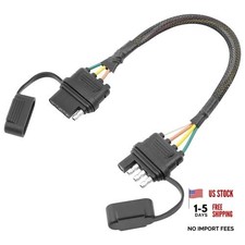 16 AWG 4 Pin Flat Trailer Extension 12 inch, Vehicle-Side and Trailer-Side 4