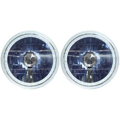 Redline 7'' Round White Diamond Headlamps w/Single Color Halo - w/NovaStar H4 LED