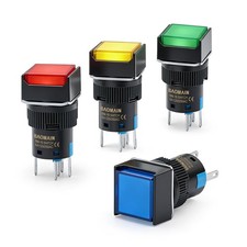 4-Pack 16mm 5/8" 12V DC Momentary Push Button Switch with LED,4-Colors Red...