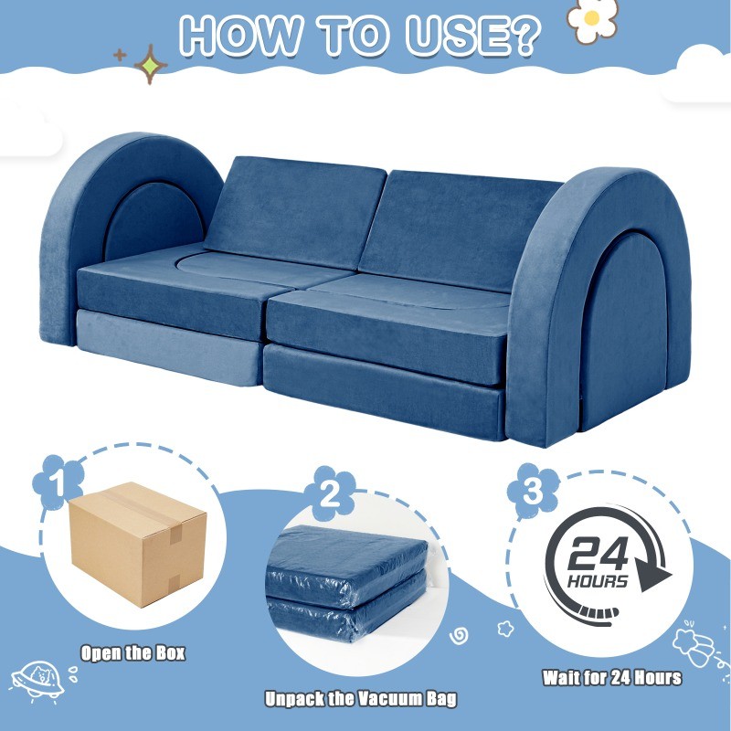 12Pcs Kids Modular Play Couch Toddler Sectional Sofa Playroom for Boys Girls