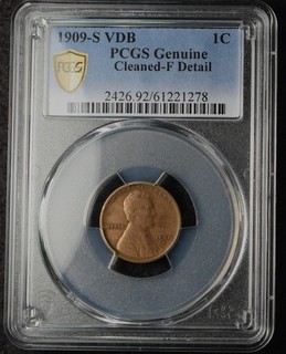 1909 S V.B.D. 1C LINCOLN WHEAT CENT COPPER KEY DATE US COIN PCGS F DETAILS
