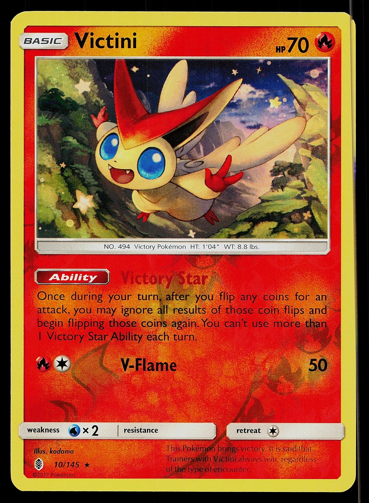 Pokemon Card Guardians Rising Victini 10/145 Rare Reverse Holo