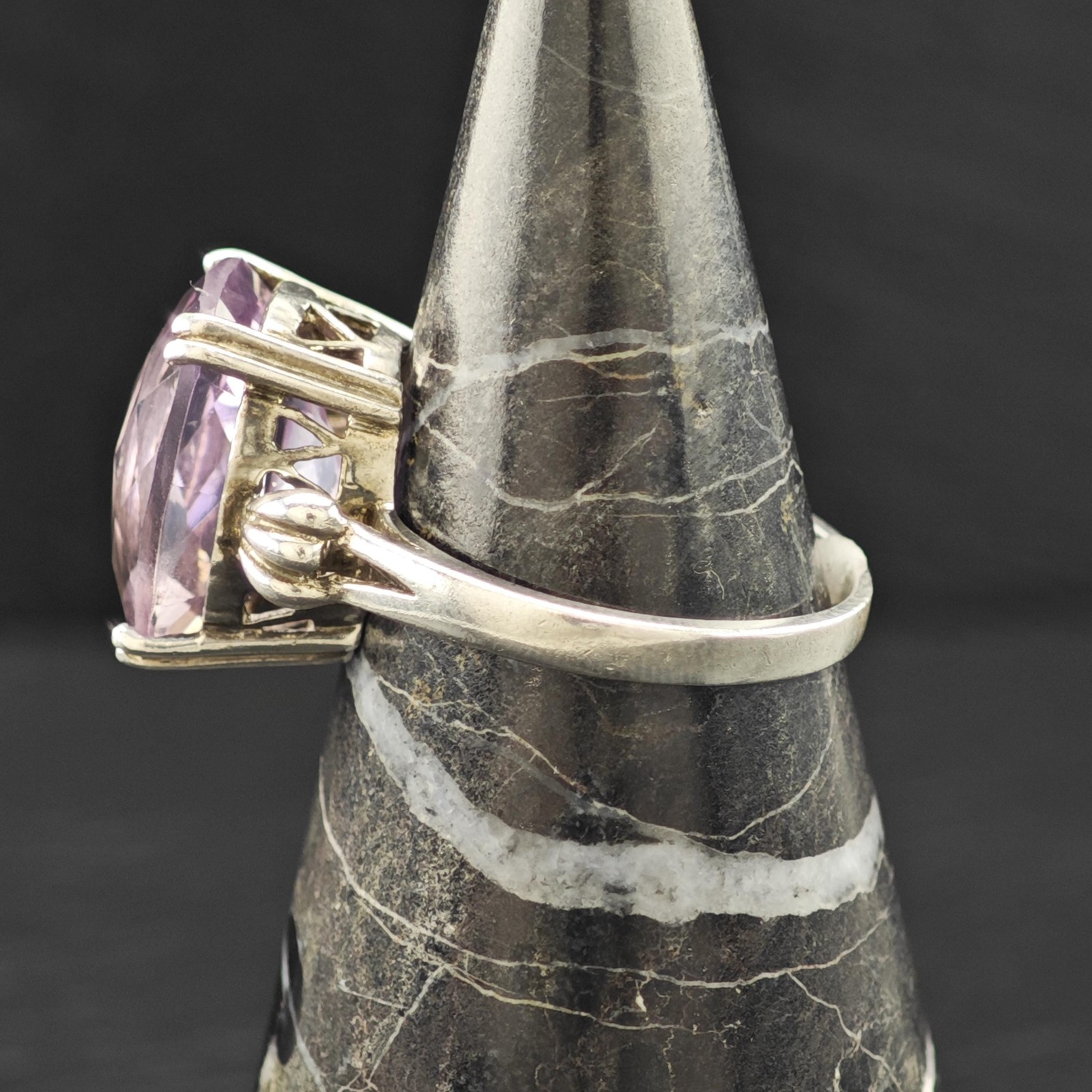 Amethyst Statement Ring Large Square Cut Sterling… - image 11