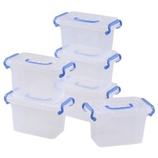 6 Packs Mini Plastic Clear Storage Box Container with Lids, Small Stackable B...