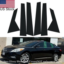 6pcs Glossy Piano Black Pillar Posts Window Trim Covers For 12-15 Hyundai Azera 6pcs Glossy Piano Black Pillar Posts Window Trim Covers For 12-15 Hyundai Azera