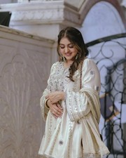 Party Wear Heavy Natural Creap Top And Palazzo With Stylish Dupatta For Women