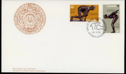 CANADA 1975 OLYMPIC SCULPTURES #656-57 FIRST DAY COVER !! M199