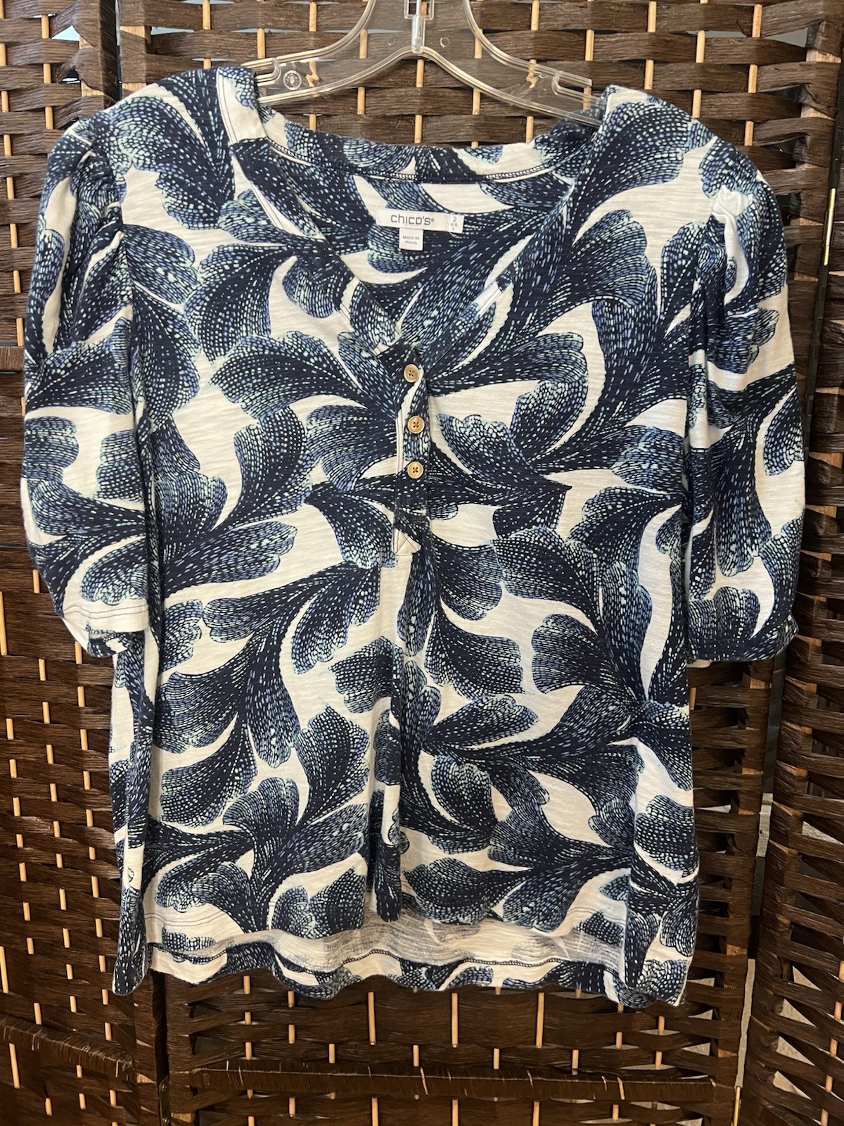 Chicos Cotton 3 Button Top - image 1