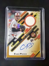 25 Topps Pristine Cade Povich RC Pristine Pieces Game Used Relic AUTO GOLD /50