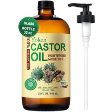 EWG Verified Castor Oil Glass Bottle 32 fl oz with 32 Fl Oz Pack of 1