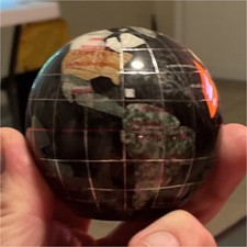 Multicolor Stone Glass Globe Paperweight Glossy Decorative Art Glass Geography
