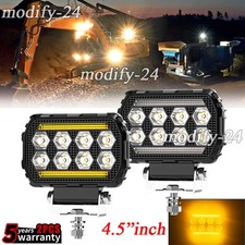 Fit Truck Flood 12V 24V Tractor lights Powerful 4.5" Amber DRL LED Work Lights