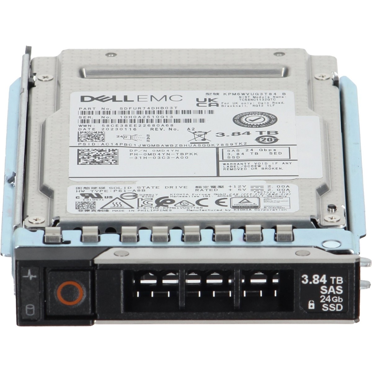Dell 3.84TB 24Gbps SAS MU TLC SED FIPS 2.5 SSD KPM6WVUG3T84