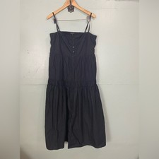 Quince Organic Cotton Poplin Spaghetti Strap Maxi Dress XL Black