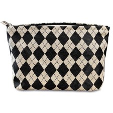 Parallel Checkered Makeup Bag Cute Cosmetic Bags for Women Girls, Argyle