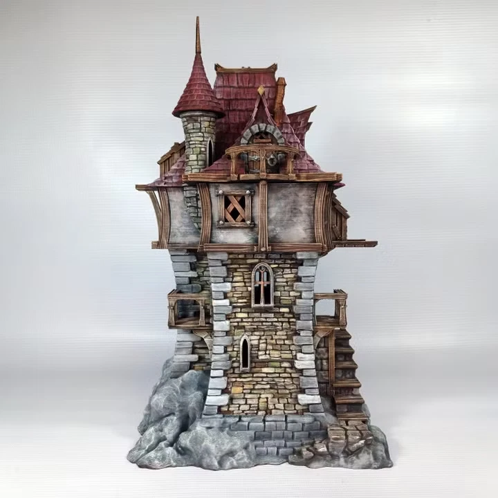 Tabletop Gelände Gebäude Großer Fantasy Magierturm D&D RPG Diorama Unbemalt