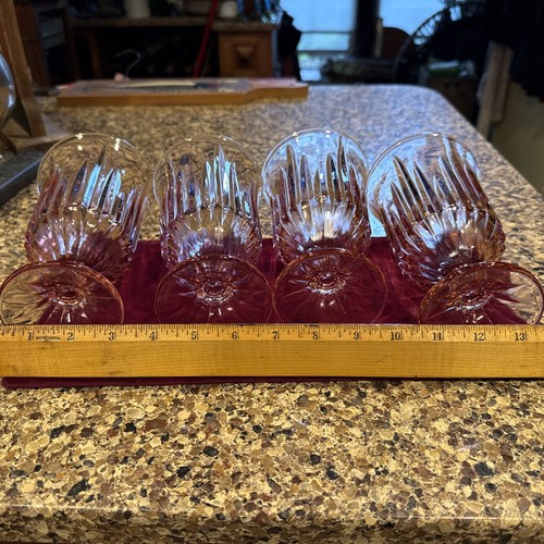 Heavy Vintage Pink Goblet Glass 7.25” Set Of 4 ~EUC ~ - Picture 12 of 14