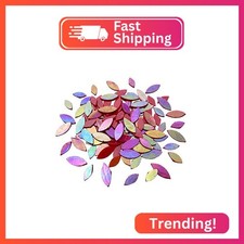 KALUCION 120 Pcs Iridescent Red Petal Mosaic Tiles, Hand Cut Stained Glass Petal