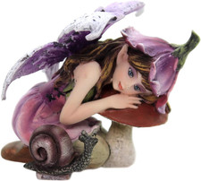 Fairy Garden Flower Fairy with Toadstool and Snail Decorative Mini Garden of Enc