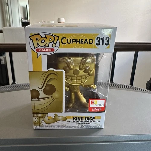 Funko Pop! King Dice Vinyl Figure 2018 E3 Limited Edition LE Cuphead 313 Gold