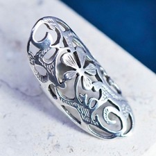 Size 5.25, vintage Sterling 925 silver handmade ring filigree flower ring