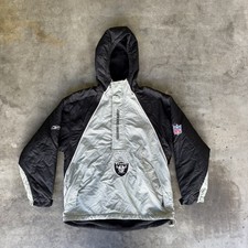 Vintage Reebok Puffer Jacket Teen Large 14-16 Raiders NFL Anorak On Field