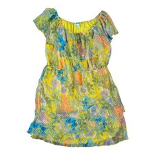 Cato 26/28W Yellow Floral Ruffle Tiered Dress Plus Size Boho Summer