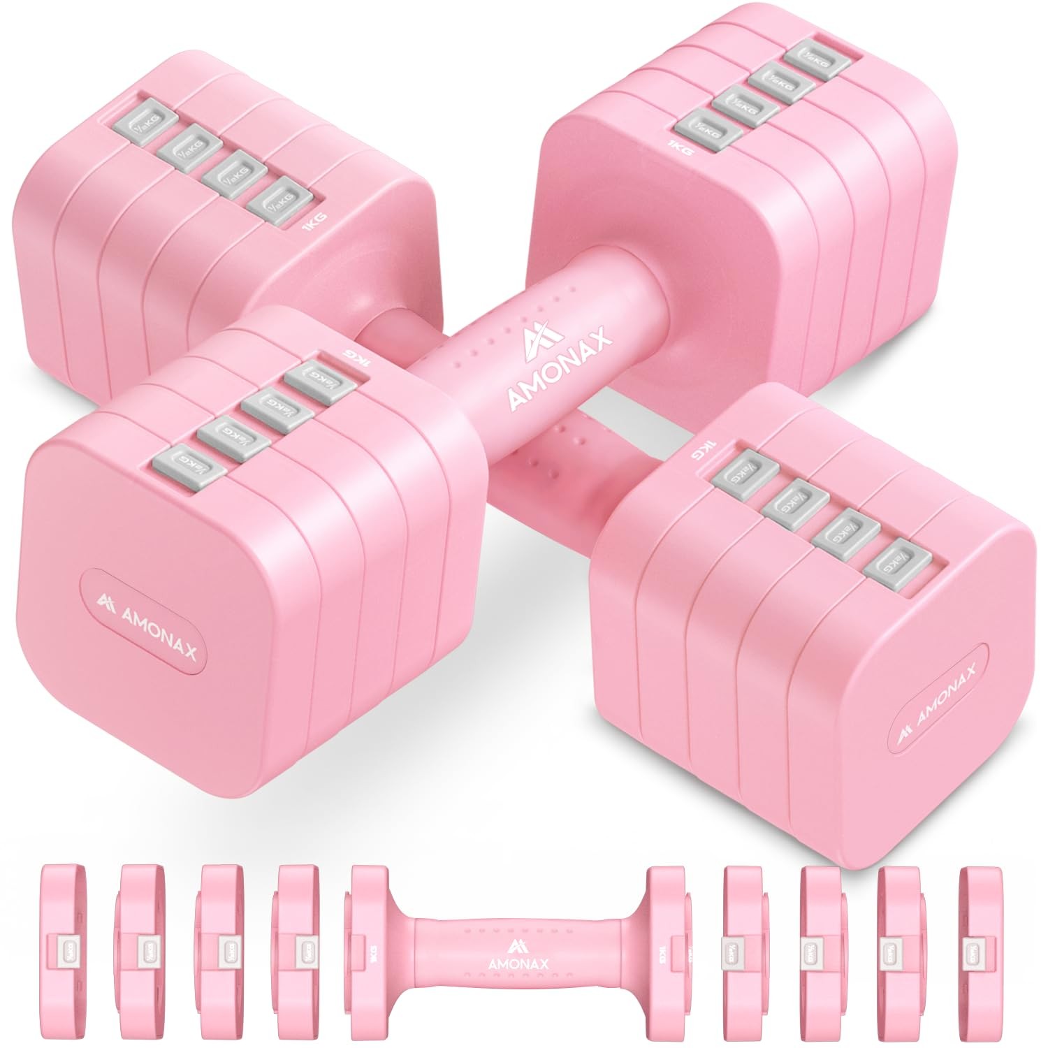 Amonax Manubri Regolabili Donna Coppia 1-2,3 kg / 1-5 kg 4 in 1/5 in 1 Pesi per