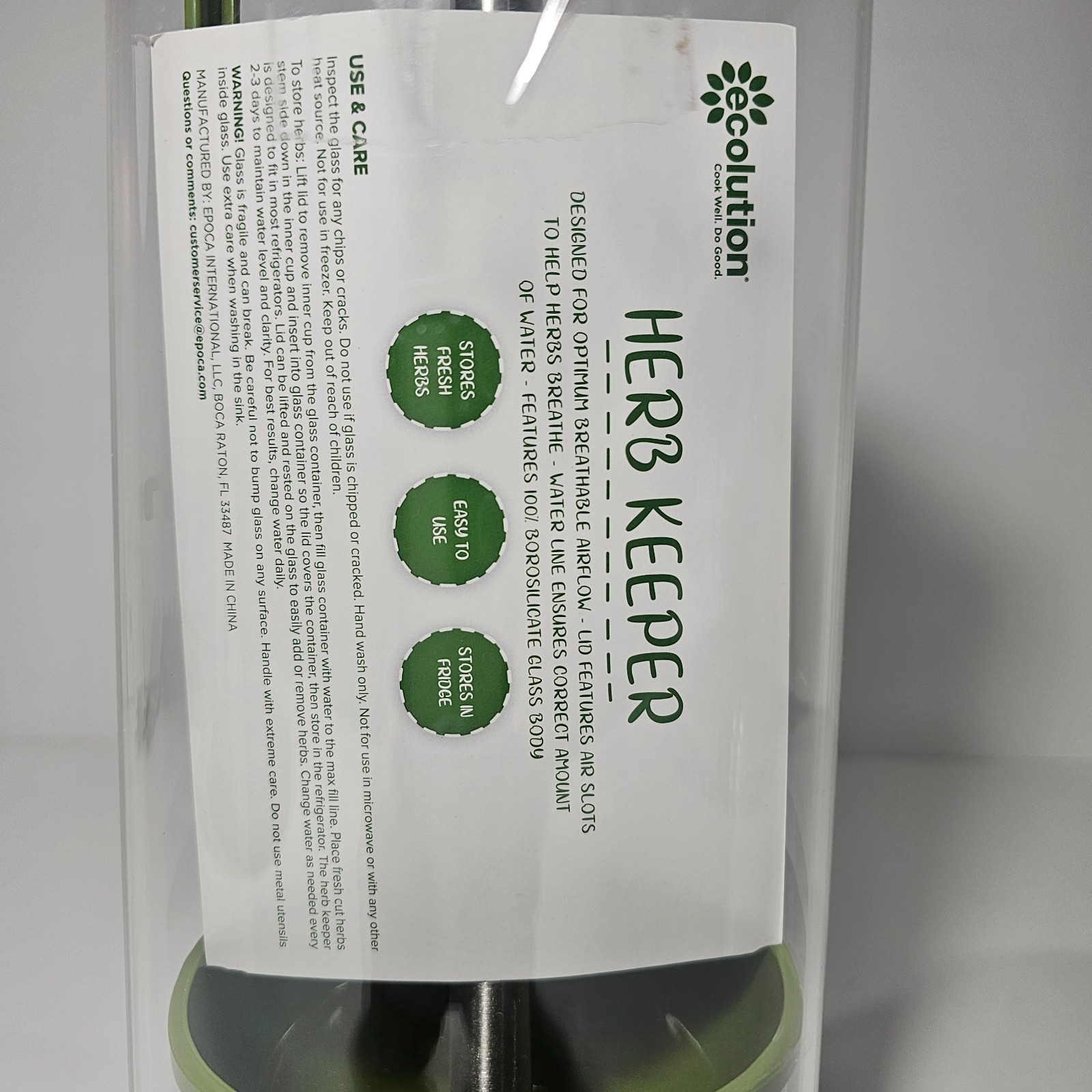 Brand New Ecolution Glass Herb Keeper