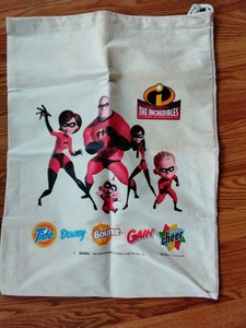 THE INCREDIBLES PROMOTIONAL LAUNDRY BAG NEVER USED PIXAR TIDE