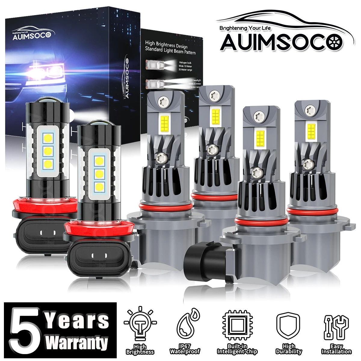For Honda Civic 2004-2015 LED Headlight Bulbs High Low Beam Fog Light Cool White