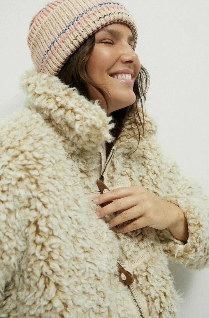 Anthropologie Women s Brenna Faux Fur Coat Toggle Front Jacket