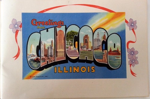 VINTAGE "PICTORIAL CHICAGO IN COLOR"  CURT TEICH 32 PAGE BOOKLET MAP  - Picture 3 of 12