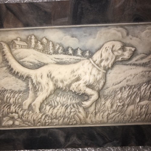 Vintage GENUINE INCOLAY Stone Jewelry Box Pointer Retriever Dog Made USA Solid - Picture 3 of 17