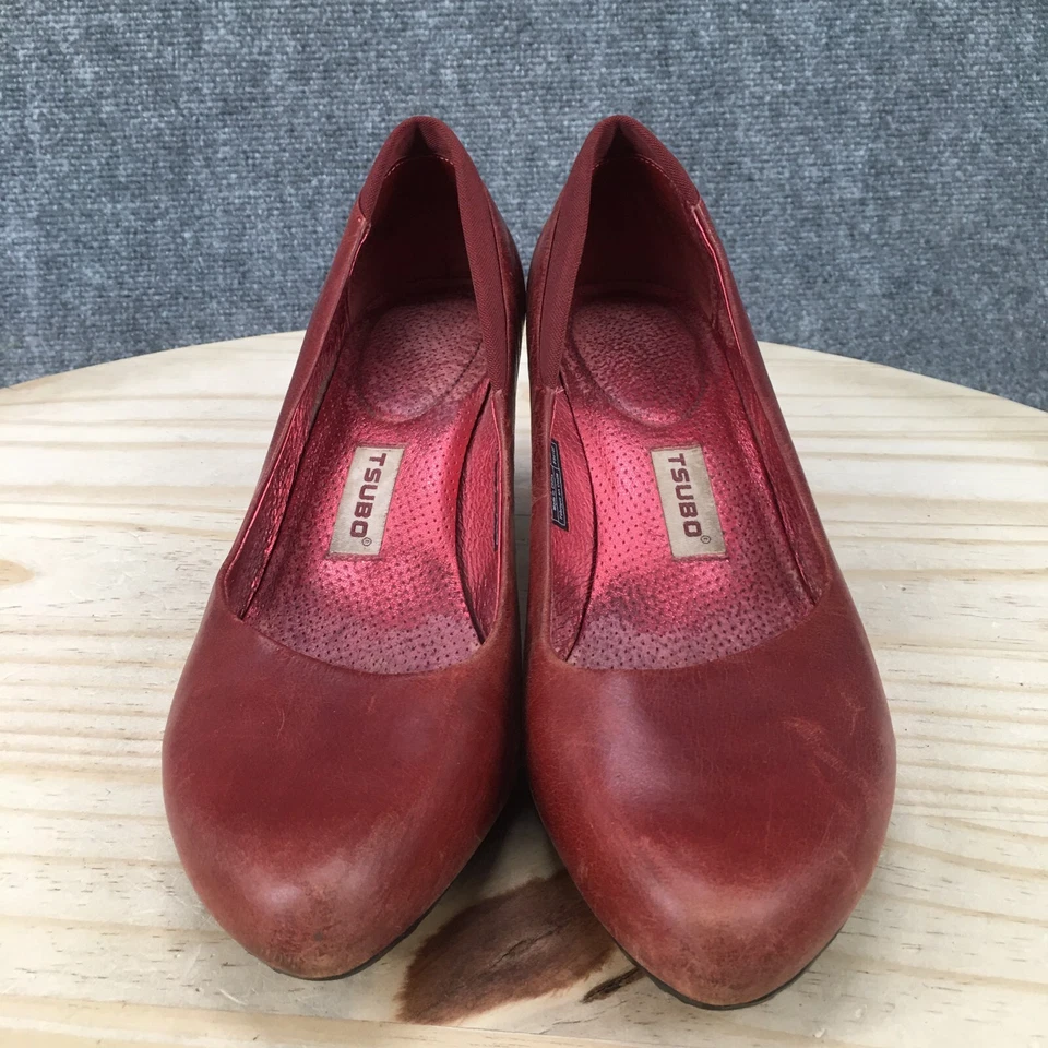 Sapatos femininos Tsubo 9 sapatos de couro vermelho salto casual biqueira amêndoa - Imagem 4 de 4