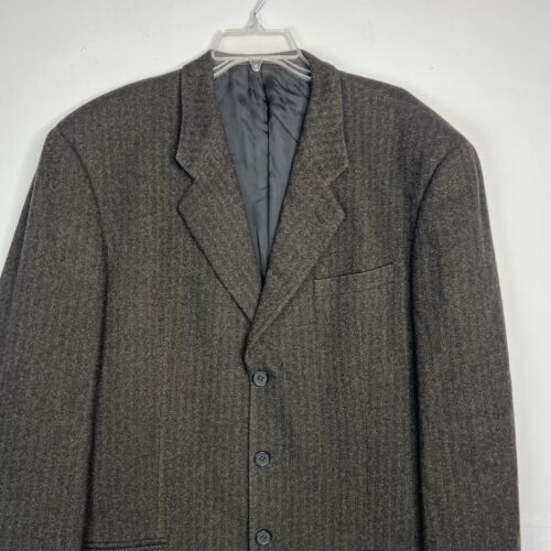 Armani Collezioni Men Vintage Cashmere Blazer 42L Brown Black Single Breasted - Picture 3 of 9
