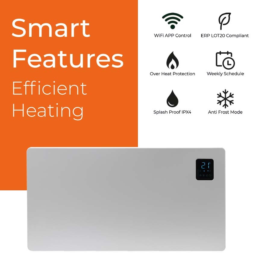Caldo WiFi Electric Panel Heater, Wall Mounted Splash Proof Radiator with  Timer | eBay
