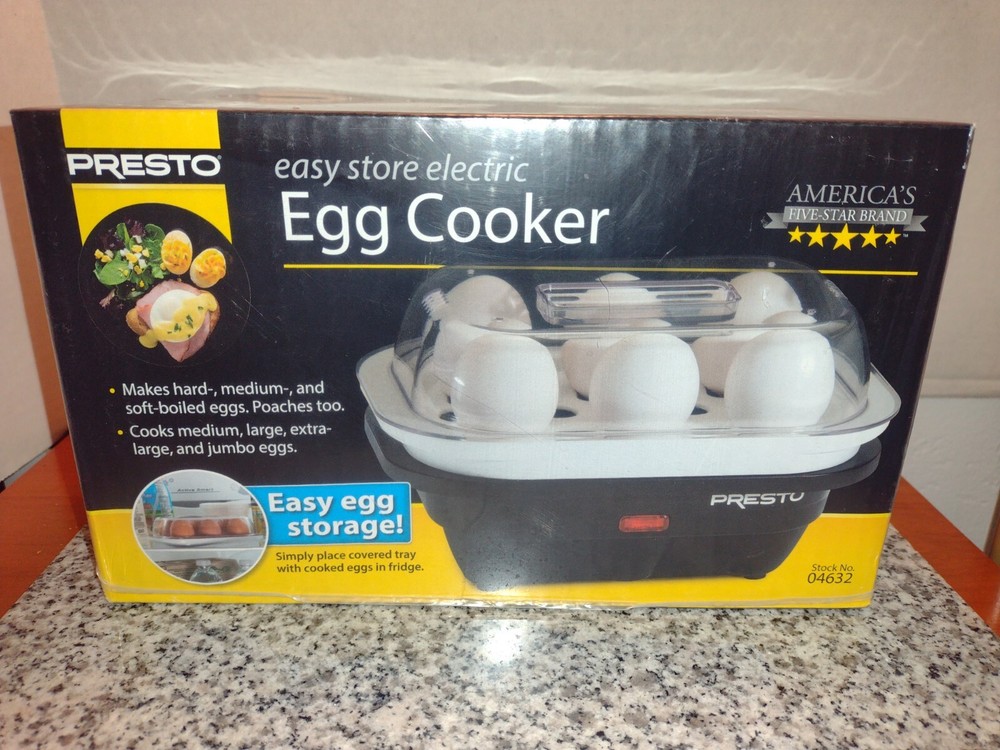 Presto Electric Egg Cooker for Hard Medium Soft Poached or Boiled Eggs Easy Store 6 Count