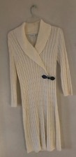 CALVIN KLEIN V-NECK SWEATER DRESS IVORY WITH BLACK BUCKLE SIZE M