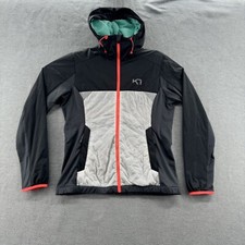 kari traa girls size L hooded full zip puffer jacket black pink