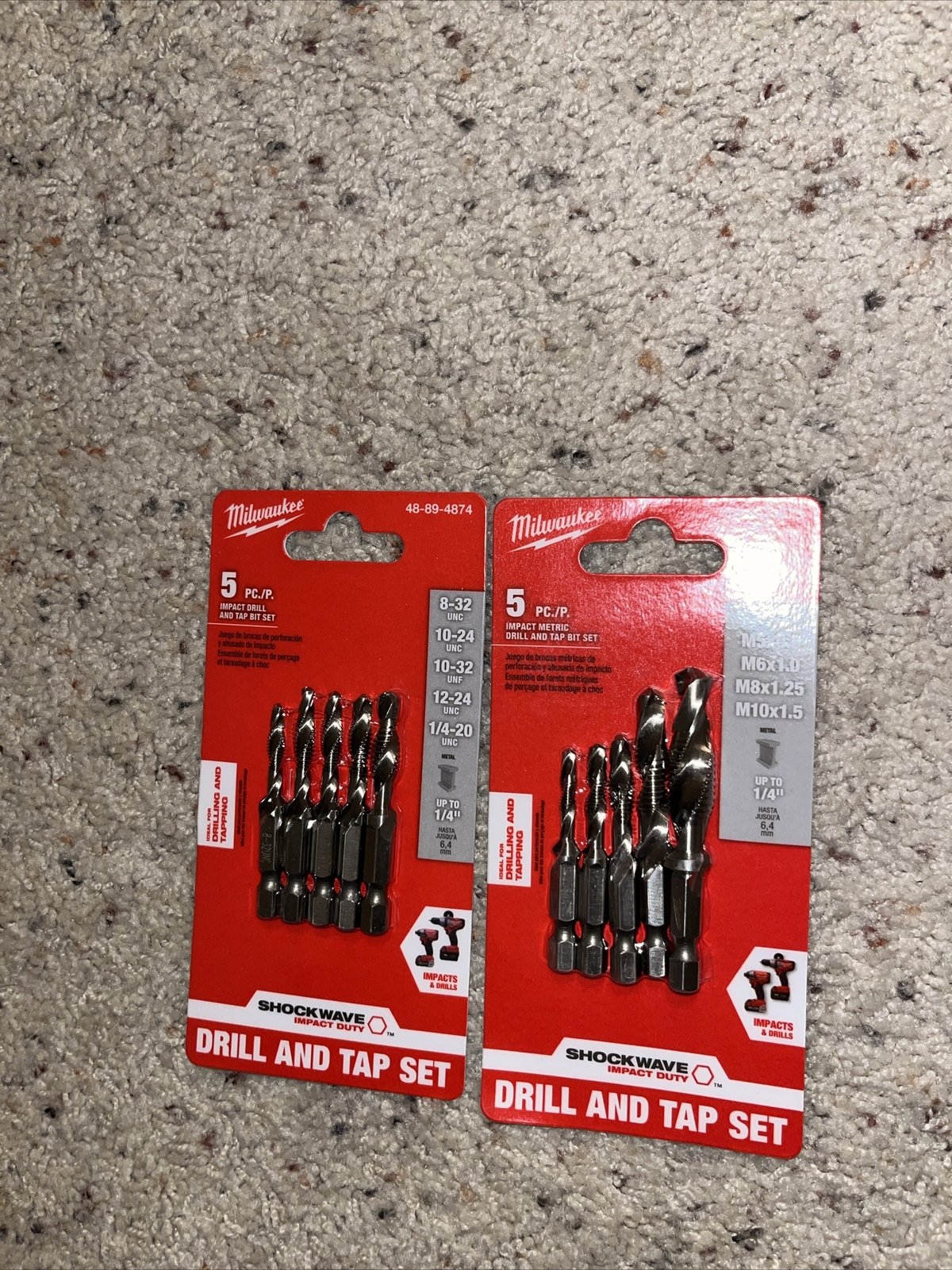 Milwaukee SHOCKWAVE Metric Impact Drill Tap Set 5 Piece (48894875