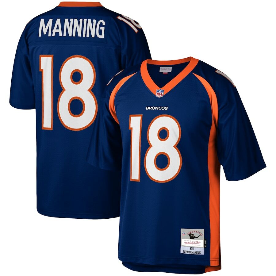 Denver Broncos Peyton Manning #18 Mitchell & Ness Navy 2015 NFL