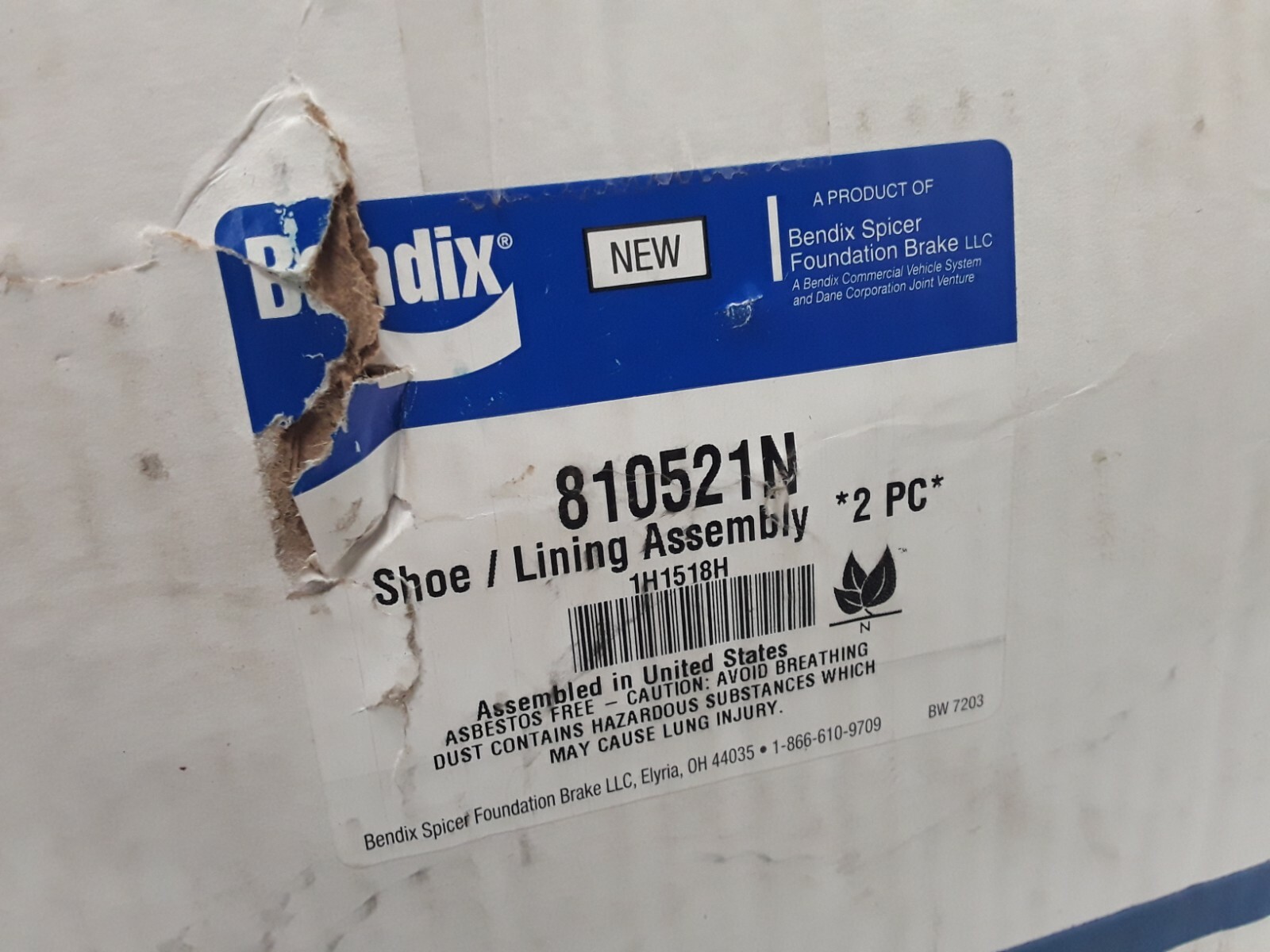 Bendix 810521N Shoe / Lining assembly 2 PC FAST FREE SHIPPING eBay