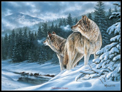 Winter Wolf  - DIY Chart Counted Cross Stitch Patterns Needlework Embroidery 