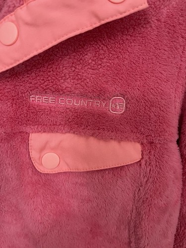 Free Country Women’s Small Pink Plush Fleece Pullover, Long Sleeve Snap Collar - Picture 3 of 6