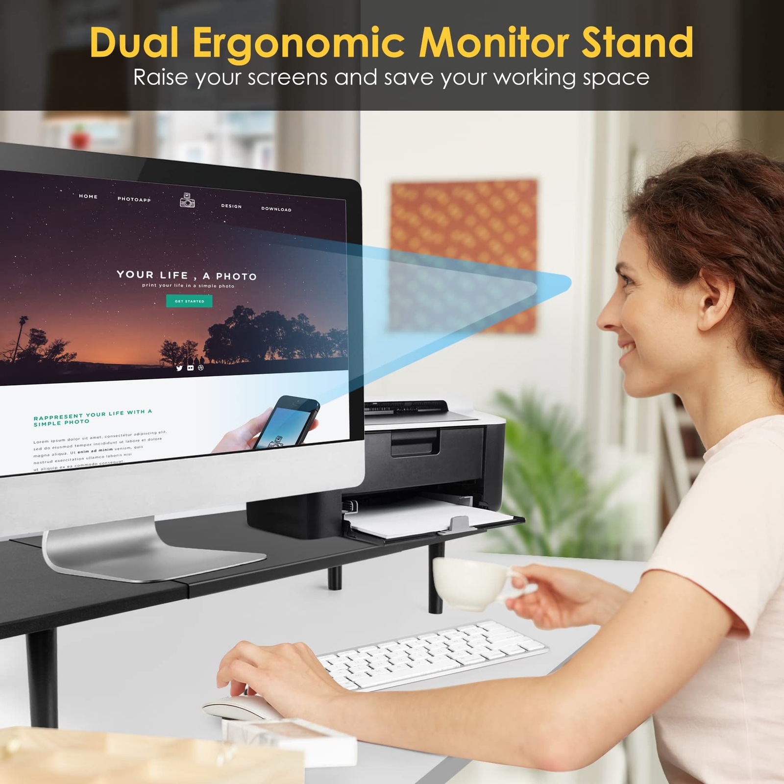 Large Desktop For Computer Dualmonitorstandriserfordesk Adjustable Length 3240 Inch large Desktop ...