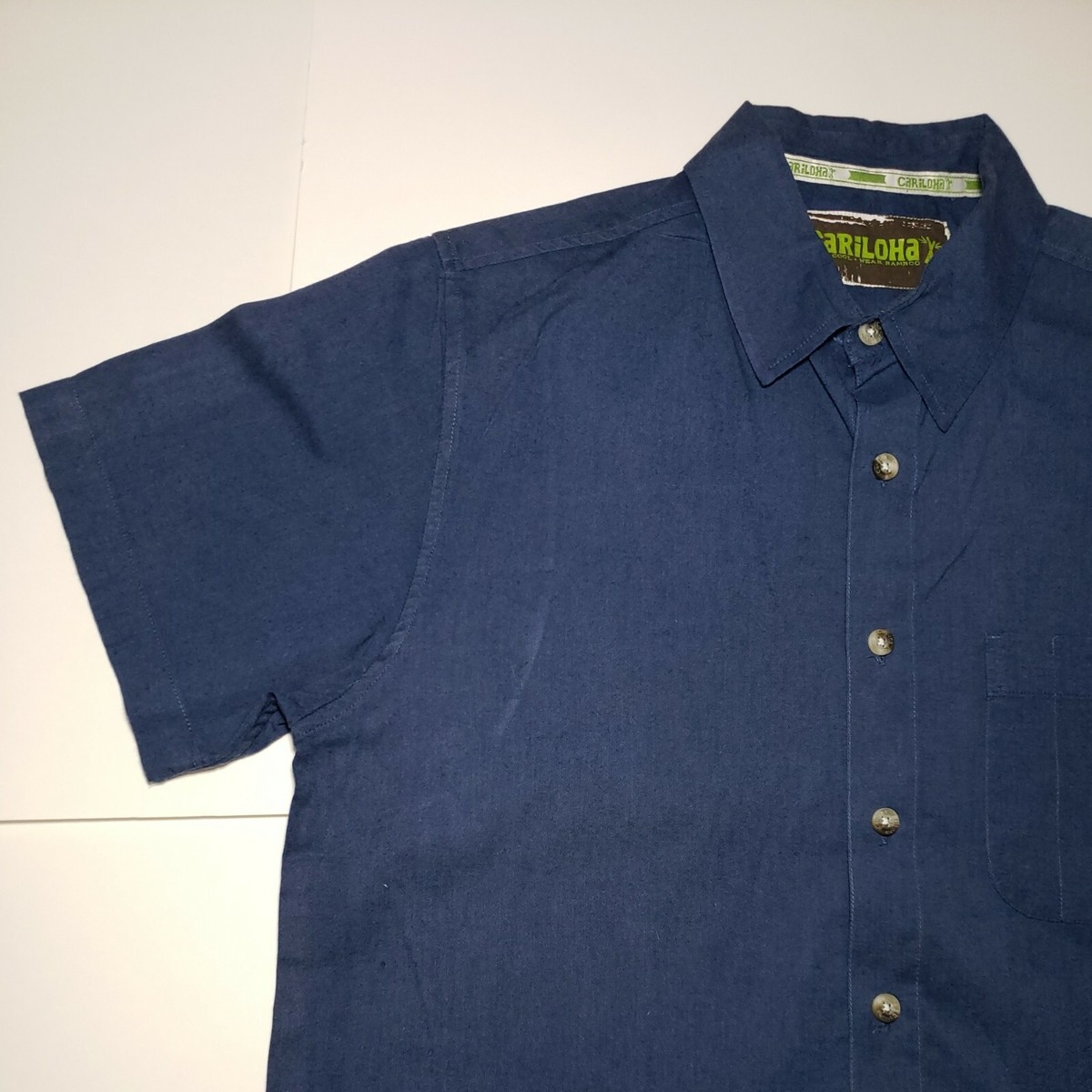 Chemise Homme Cariloha Taille M – Bleu – Coton Et Bambou – Manches Courtes – NEUF