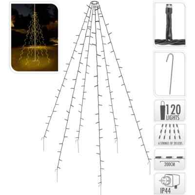 LED Vorhang - Lichterkette mit 6 Strängen mit jeweils 200 cm Länge - 120 LED