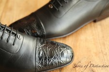 Gucci Black Leather Oxford Lace Up Shoes Men's UK 8 US 9 D EU 42 Made In Italy